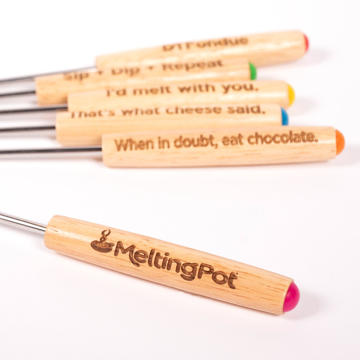 Close Up of Melting Pot Witty Fondue Forks