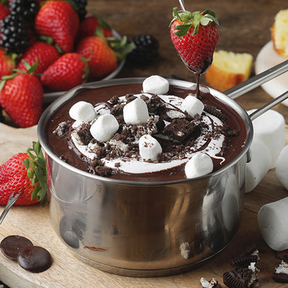 Strawberry Dipped in Cookies & Cream Dark Chocolate Fondue