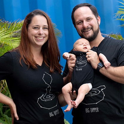 Mother and Father in Big Dipper T-Shirts and Baby in Little Dipper Onesie