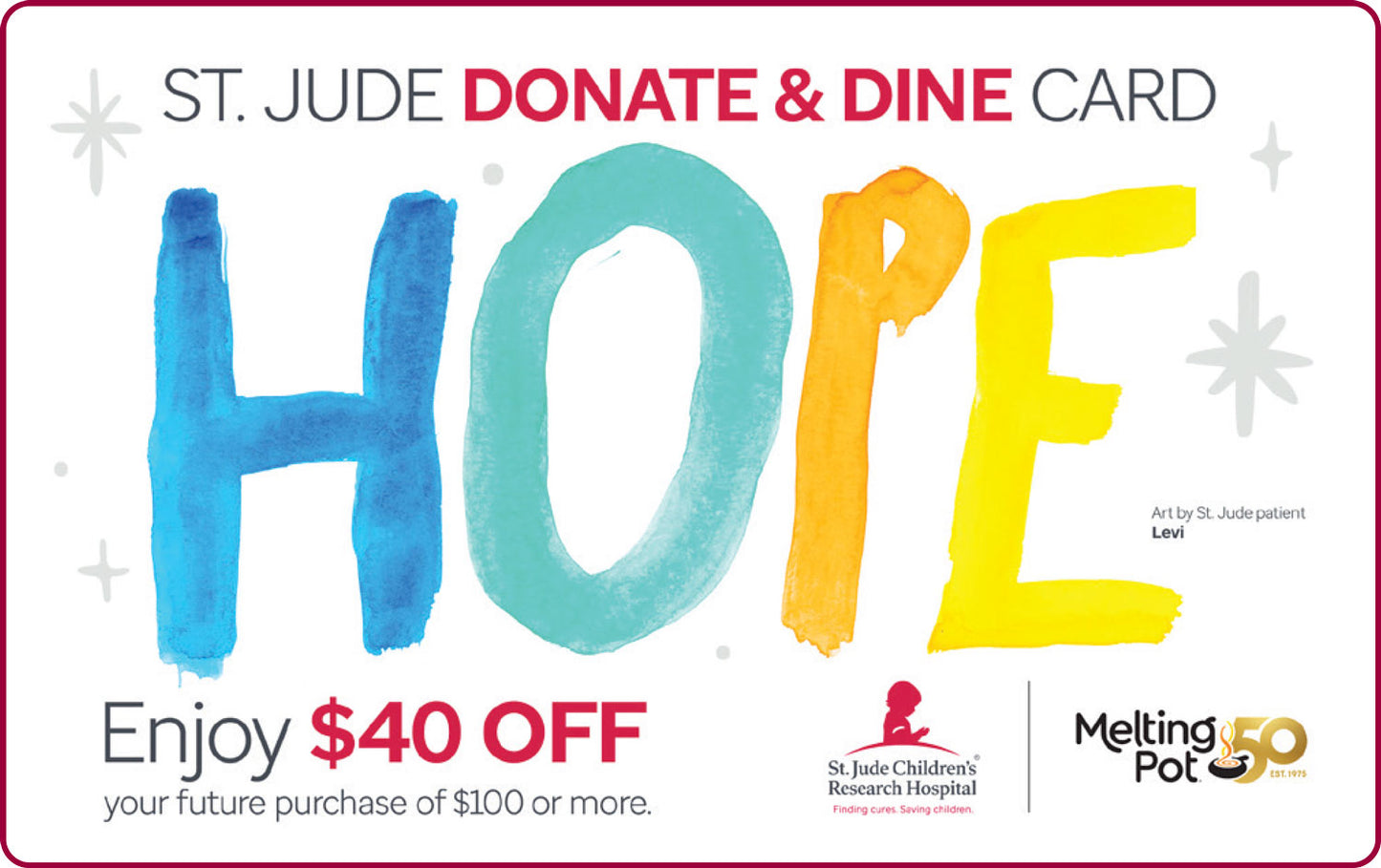 Front of 2025 Donate & Dine Card