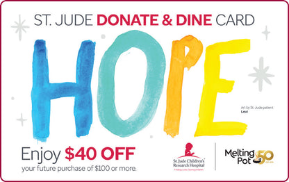 Front of 2025 Donate & Dine Card